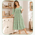 thumbnail image 3 of DreamFish Long Nightgowns for Women 3/4 Sleeve Sleepshirts Loungewear Pleated Casual Sleepwear Loose House Dress, 3 of 5