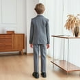 thumbnail image 6 of Boys Suits 6 Piece Formal Suit Set Slim Fit Formal Dress Clothes Outfit for Kids Coat + Pants + Shirt + Waistcoat + Bow Tie + Brooch Gray 7-8 Years, 6 of 7