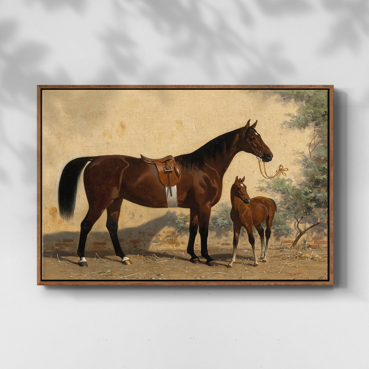 Vintage Animal Print-XLV By Wexford Home Framed in Walnut Wood Gallery Wrapped Canvas 27 in. x 41 in.