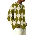 thumbnail image 4 of OIOLOYJM Long Sleeve Plaid Henley Shirts for Men Button V Neck Texture Ribbed Knit Golf Sweatshirt Casual Business Work Top Oversized Trendy Vacation Pullover Army Green 2XL, 4 of 6