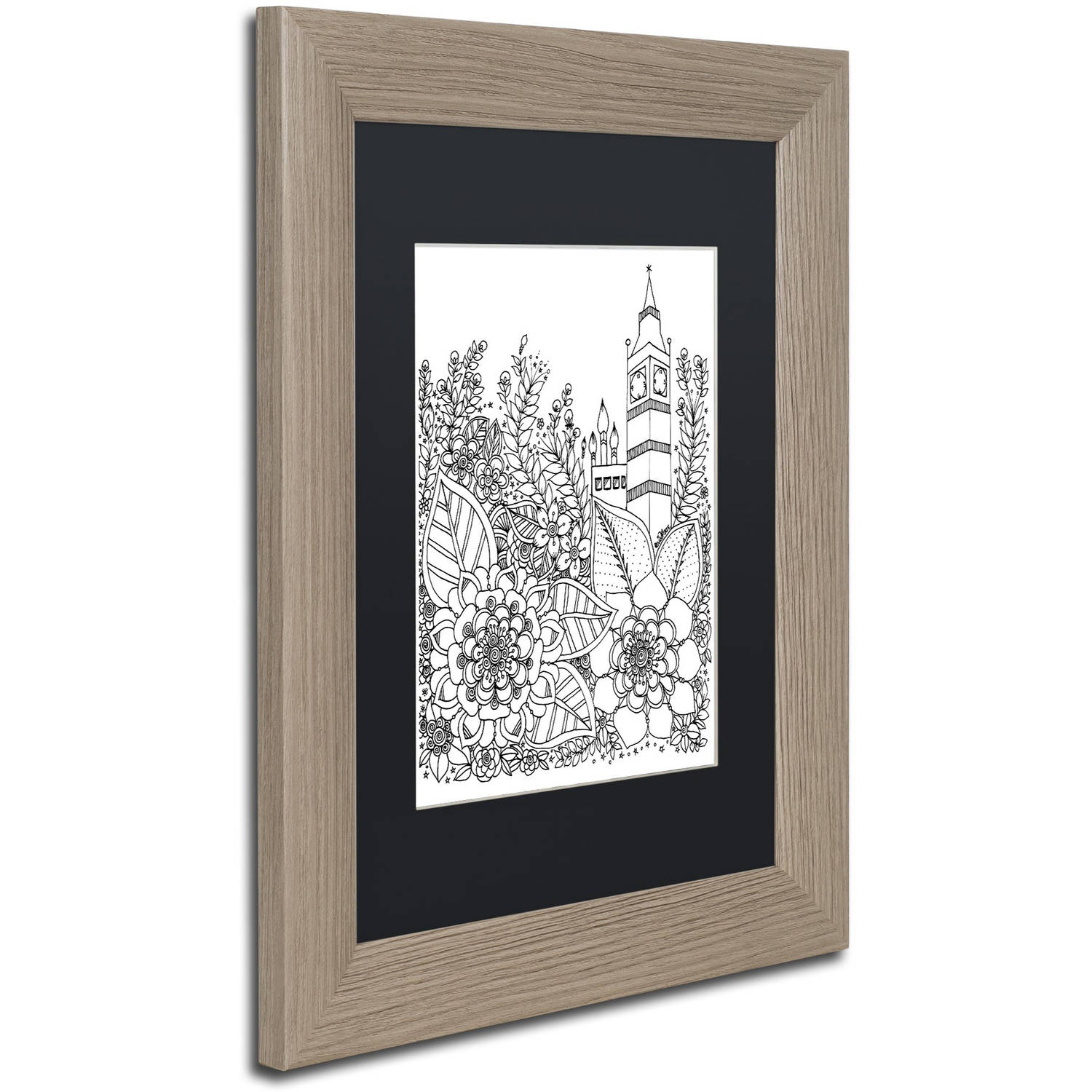 Trademark Fine Art "Big Ben" Canvas Art by KCDoodleArt Black Matte, Birch Frame