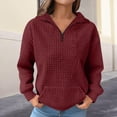 thumbnail image 6 of Bovemsi Womens Sweatshirts Women'S Autumn And Winter Solid Color Long Sleeved Lapel Half Zip Pocket Fall Fashion Outfits 2025 Clothes, 6 of 8