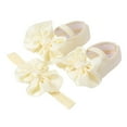 thumbnail image 2 of Kureaily Baby Shoes With Hair Band Soft Soled Toddler Shoes Versatile Dress Flower Shoes Toddler Shoes/ Size 4.5,9-12 Months(Beige), 2 of 5