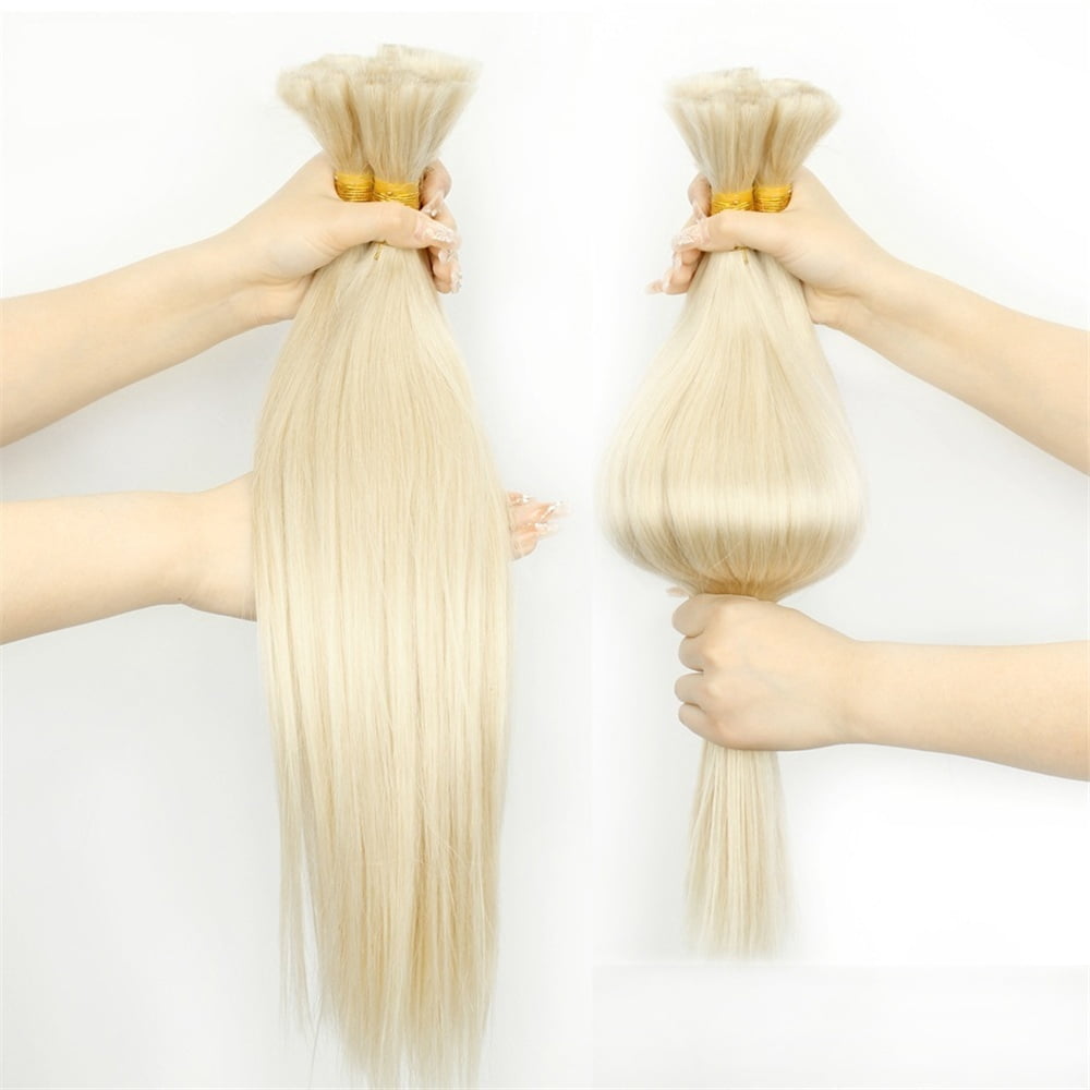 Light Blonde Human Braiding Hair Bulk No Weft Extensions 100G Remy Straight Hair Bundles