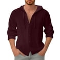 thumbnail image 1 of Men Spring Jacket Cardigan with Hooded Long Sleeve Button Front Jacquard Weave Solid Tone Casual Shirt, 1 of 3