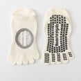 thumbnail image 2 of MIASHUI Women's Grip Yoga Socks with Toe Separators Silicone Bottom s Socks for Women Lightweight Athletic Workout Socks Beige, 2 of 3