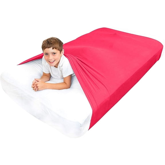 Special Supplies Compression Sheet for Kids – Breathable, Cool & Stretchy Alternative to Weighted Blankets – Sensory Blanket for Calming Sleep (Red, Queen)