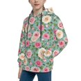 thumbnail image 2 of Honeii Rose Flowers Pattern Long-Sleeve Hooded Sweatshirt Pullover Hoodie for Boys and Grils-Small, 2 of 6