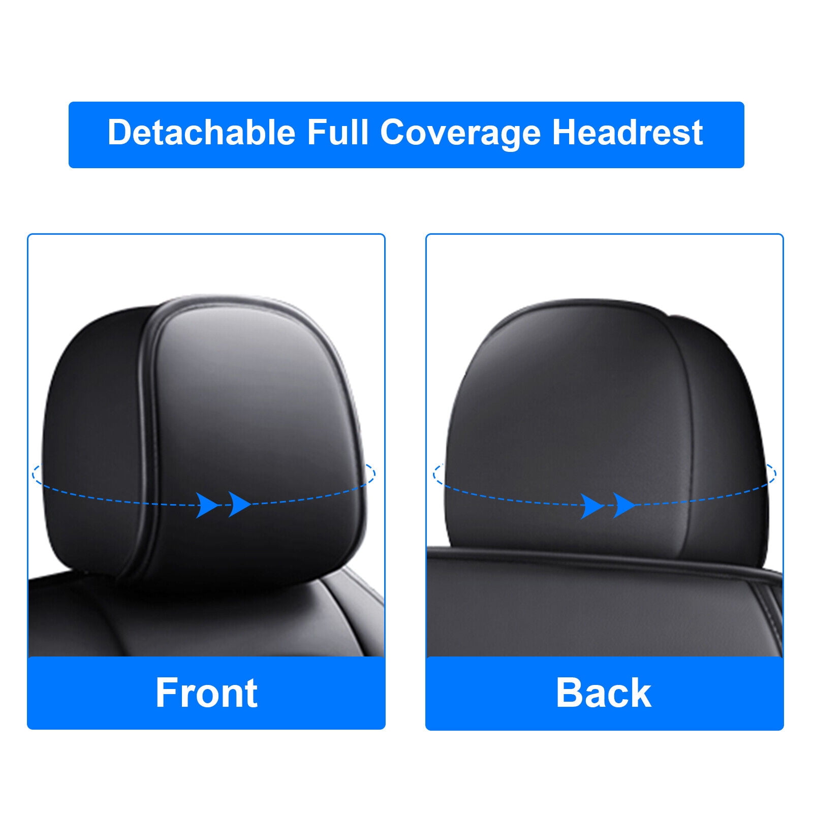Premium Car Seat Covers for Kia 5-Seat Full Set, Waterproof PU Leather Front Rear Seat Protector with Pillow Black&Blue