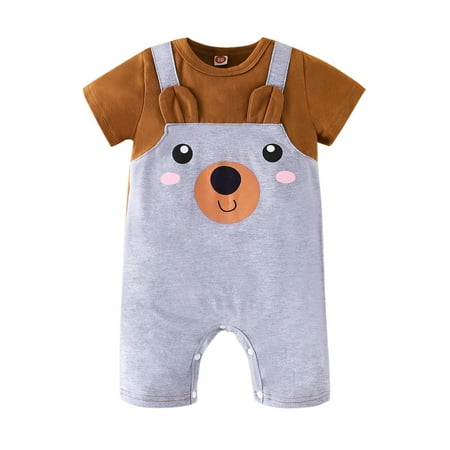 

Baby Boy Clothes Short Sleeve Cartoon Printed Romper Jumpsuit Boy Outfits