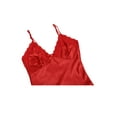 thumbnail image 4 of Vestido de Noche de Satén Sexy con Encaje para Mujeres, Camisón Rojo-Lazo M, 4 of 7