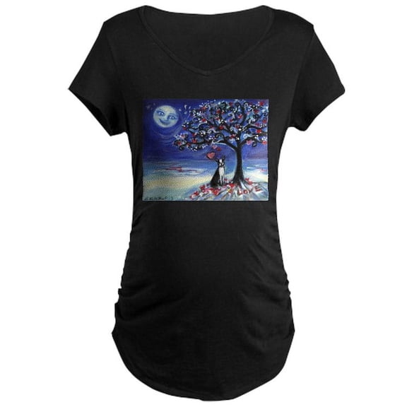 CafePress - Boston Terrier Love Hearts Maternity T Shirt - Maternity Dark T-Shirt