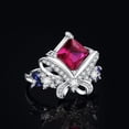 thumbnail image 6 of Jewelrypalace Bow 3.1ct Princess Cut Created Pink Sapphire Statement Ring 925 Sterling Silver, 6 of 6