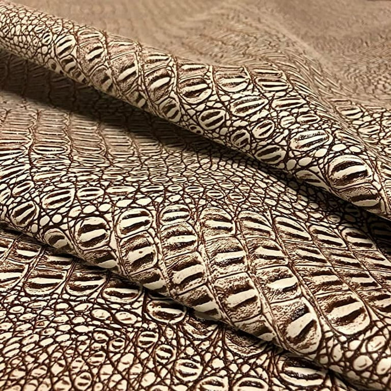 Yellow Alligator Faux Leather Sheets, Solid Embossed Textured