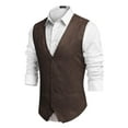 thumbnail image 2 of COOFANDY Men's Casual Suede Leather Vest Single-Breasted Vest Jacket, 2 of 6