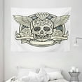 thumbnail image 1 of Sugar Skull Decor Tapestry, Illustration of Calavera Diamond Figure and Roses Vintage Revival, Wall Hanging for Bedroom Living Room Dorm Decor, 80W X 60L Inches, Cream Grey Black, by Ambesonne, 1 of 2