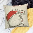 thumbnail image 2 of BANET  Christmas Throw Pillow Cushion Cover, Funny Cat Sleeping with a Hat and Little Hanging Xmas Ornaments Style, Decorative Square Accent Pillow Case 22x22in, 2 of 5