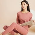 thumbnail image 2 of Ropa interior con forro polar para hombres y mujeres, terciopelo de cordero grueso, color sólido, de mediana edad, base cálida, cuello redondo, traje cálido, 2 of 5
