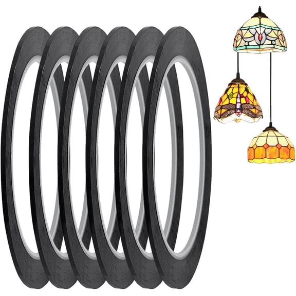 216.5ft 6 Rolls PET Stained Glass Lead Lines Thin Stained Glass Leading Strips Window Decaling Lines Strip Self DIY