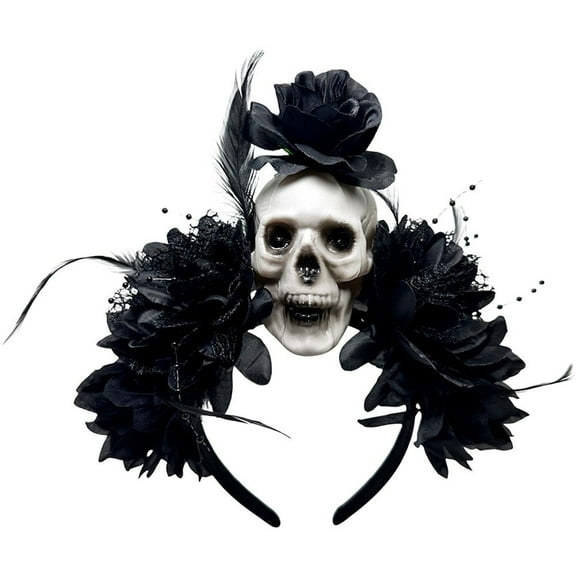 Halloween Artificial Flower Skull Headband Dark Horror Day Of The Dead Headpiece Crown Hair Hoop Headgear for Women