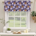 thumbnail image 3 of 2 Panels Halloween Valance for Windows, Orange Pumpkin Funny Ghost Black Cat Purple Light Filtering Kitchen Curtains, Rod Pocket Window Treatment Curtain Valances for Living Room Bedroom, 42"x12", 3 of 9