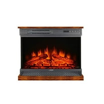 25.5  in. Portable Electric Fireplace 7 color fires in Walnut Brown w/ Remote