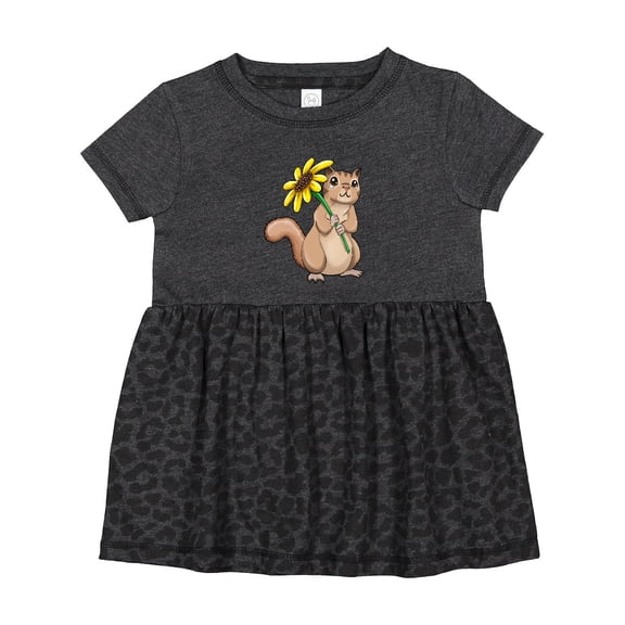 Inktastic Cute Chipmunk with Sunflower Girls Baby Dress