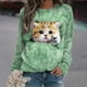 thumbnail image 4 of Sudadera con cuello redondo informal con estampado de gato lindo para mujer europea y americana, 4 of 5