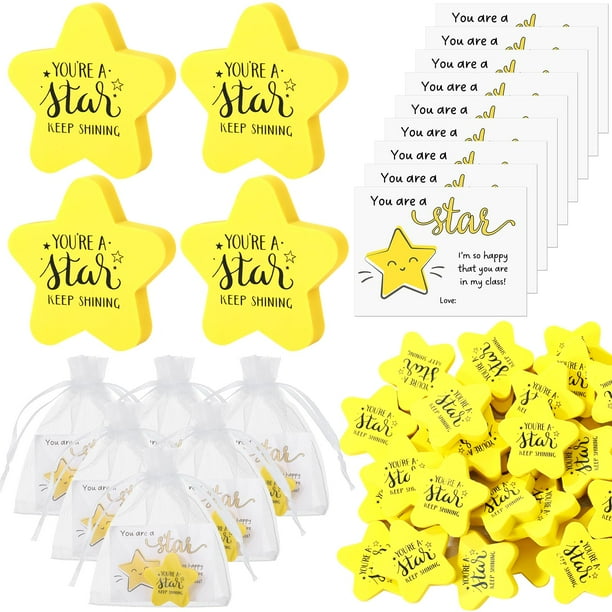 50 juegos de gomas de borrar con forma de estrella para regalo navideño