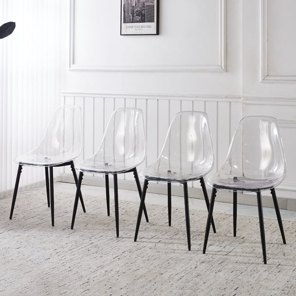YIYADO Pet Chairs 4 Pieces Black, Modern Transparent Design, High Quality Transparent Material, Easy to Assemble, Dining Chair, Office Desk Seat or Decorative Chair