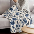thumbnail image 3 of Navy Blue Floral Blanket Soft Cozy Warm Throw Blanket for Couch, Plush Fuzzy Flannel Fleece Blankets for Sofa, Spring Vintage Blossom Botanical Bed Blankets Lightweight Gifts for Women, 30"x40", 3 of 9