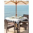 thumbnail image 3 of Outdoor Tablecloth with Umbrella Hole for Patio/Picnic/Party/Camping, Daisy Flowers Waterproof Table Cloth Square Cover Washable, Summer Flowers Wreath Leaves Bow Black Plaid (54"x 54"), 3 of 8
