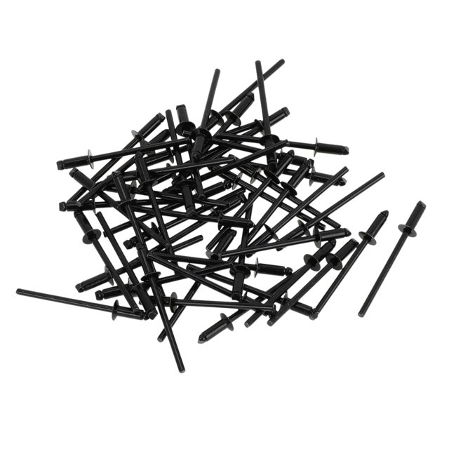 Remaches ciegos de gran reborde de extremo abierto Negro 50 Pcs Diámetro de agarre 3mm Longitud de agarre 10mm Diámetro del reborde 6mm Hierro