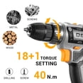 thumbnail image 3 of Taladro eléctrico inalámbrico DEKO PRO 20V con batería y cargador, 3 of 8