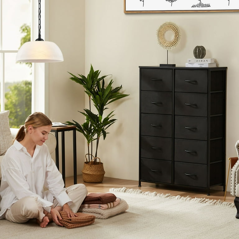 lightweight dresser 5 Drawer Fabric Dresser MDF Frame Modern Bedroom Storage Lightweight Design