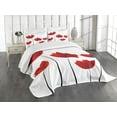 thumbnail image 3 of Ambesonne Floral Quilted Bedspread Set 3 Pcs, Vivid Rose Flower Petal, King Size, Vermilion and White, 3 of 5