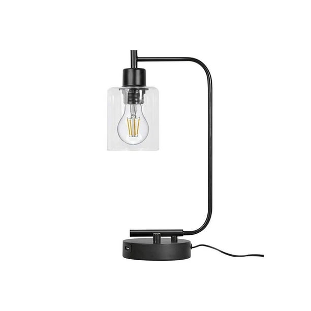 Luz De Mesa Multifuncional Luz De Noche Lámpara De Lectura De Cabecera Con Atenuación Continua Con Pantalla De Vidrio 2 Puertos Usb Soporte De Interruptor Giratorio Bombilla E26 Para Dormitorio Sala Eigraketly HA025133-01
