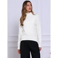 thumbnail image 4 of DARING DIVA Turtleneck Sweater Long Sleeve Knit Pullover Sweaters XS White, 4 of 6