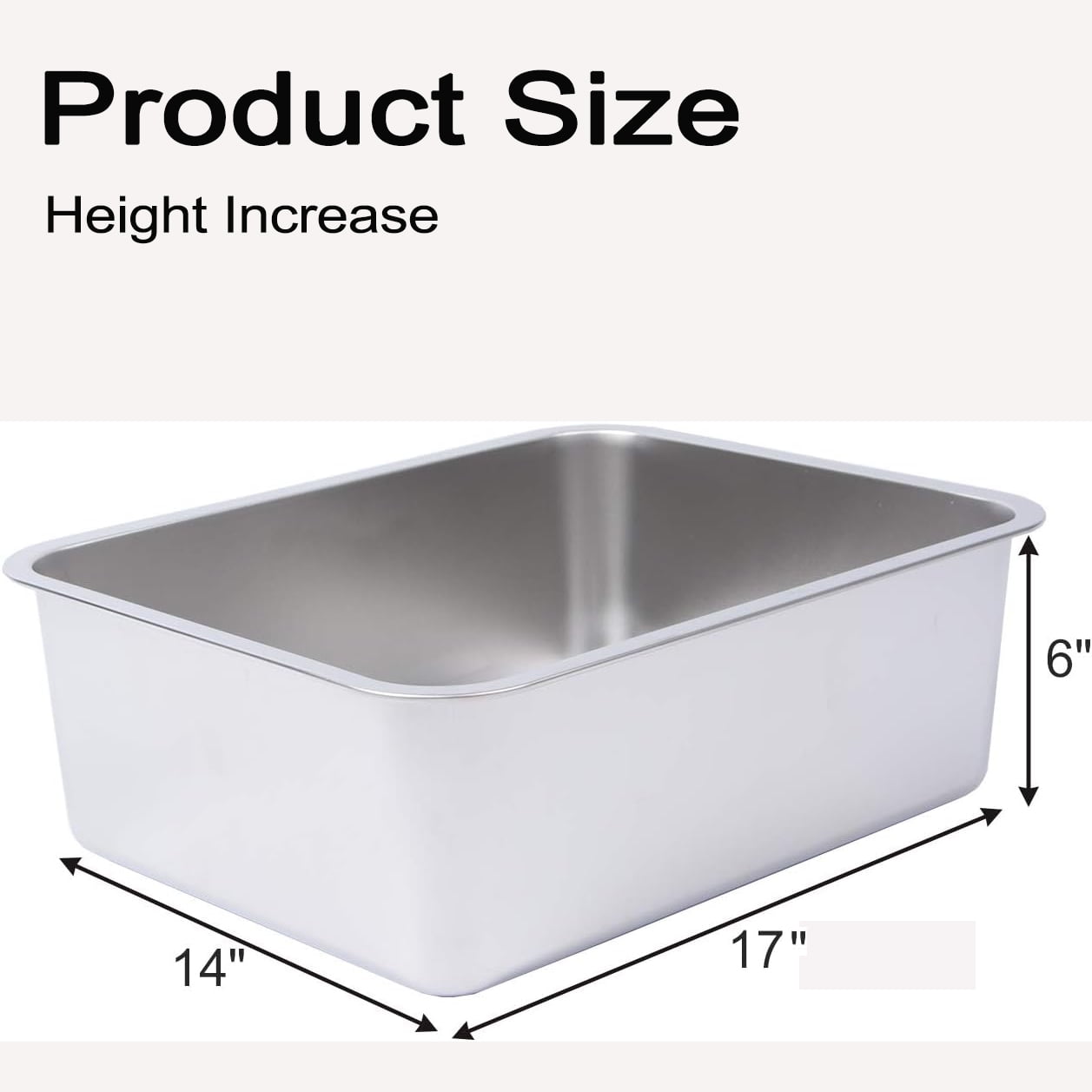 Stainless Steel Cat Litter Box, Large Metal Litter Tray, Never Absorbs Odors,Stain Free, Rustproof, Non Stick Smooth Surface  23.6"L x 15.7"W x 6"H