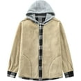 thumbnail image 3 of YATELLE Men's Cotton Plaid Shirts Jacket Fleece Lined Flannel Shirts Sherpa Button Down Jackets with Hood for Men, 3 of 7