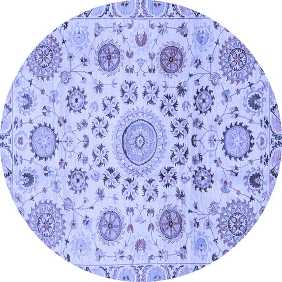 Ahgly Company Machine Washable Indoor Round Abstract Blue Modern Area Rugs, 5' Round