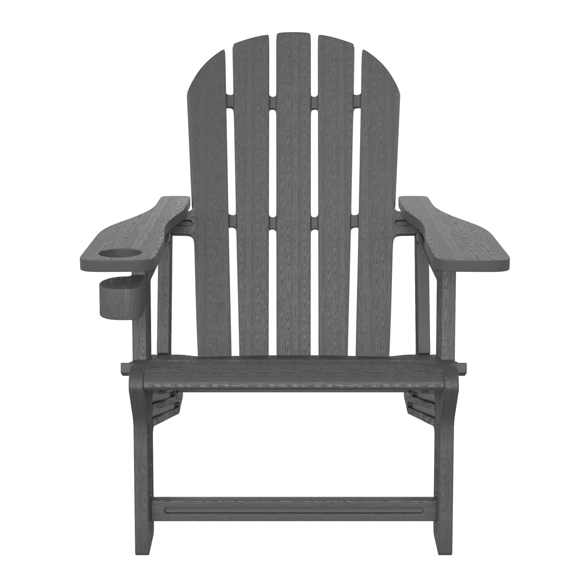 WestinTrends Tool-Free Assembly Outdoor Patio HDPE Plastic Adirondack Chair with Cup Holder, Gray