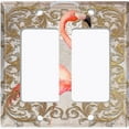 thumbnail image 6 of Metal Light Switch Plate Outlet Cover Elegant Flamingo Frame Beige Damask FGO013, 6 of 13