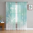 thumbnail image 2 of Green Grass Flower Butterfly Tulle Curtains for Living Room Bedroom Modern Chiffon Sheer Kitchen Curtains, 2 of 7