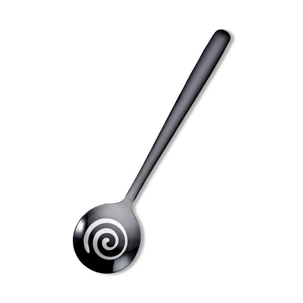 Billuyoard Cuchara de diseño en de acero inoxidable, cuchara lavable para bebidas de café, doméstico, restaurante, herramienta para Juegos de servir café y té Negro
