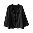 thumbnail image 4 of Kadlawus Women Fall Long Sleeve Loose Cardigan Open Front Casual Knit Shawl Wrap Cozy Soft Flowy for Daily Office Weekend Travel, Black M, 4 of 9