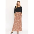 thumbnail image 3 of Black 3/4 Sleeve Contrast Vintage Caramel Floral Maxi Dress, 3 of 6