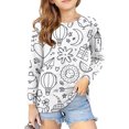 thumbnail image 4 of Penkiiy Ensemble de Vêtements de Maison Peints à la Main pour Enfants Filles Manches Longues Imprimés Graffiti Mignons Col Rond Hauts Blouses Décontractées Vêtements 3-14T 3 Ans Blanc, 4 of 9