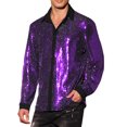 thumbnail image 4 of CAMISAS DE HOMBRE INSPIRE CHIC Camisa de Larga Manga con Lentejuelas Botón Abajo Brillante Camisas Metálicas S Púrpura, 4 of 5