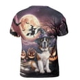 thumbnail image 2 of Spooky Halloween Night Witch Saint Bernard Glowing Pumpkins All Over Print 3D Shirt Unisex Merch St Dog Lover - 12015, 2 of 6